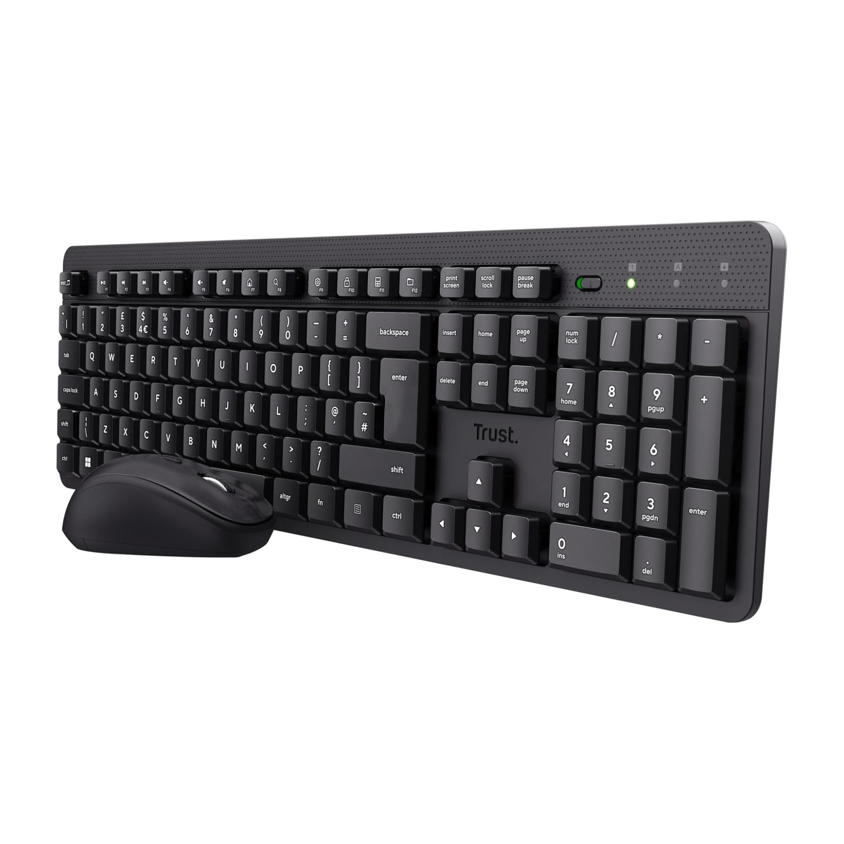 Trust ODY II Silent Wireless Keyboard and Mouse Set QWERTY UK Layout, Floating Low Profile Keys, Spill-Resistant, One USB Receiver, Ambidextrous Mouse 800-1600 DPI, Quiet Combo for PC Laptop Mac