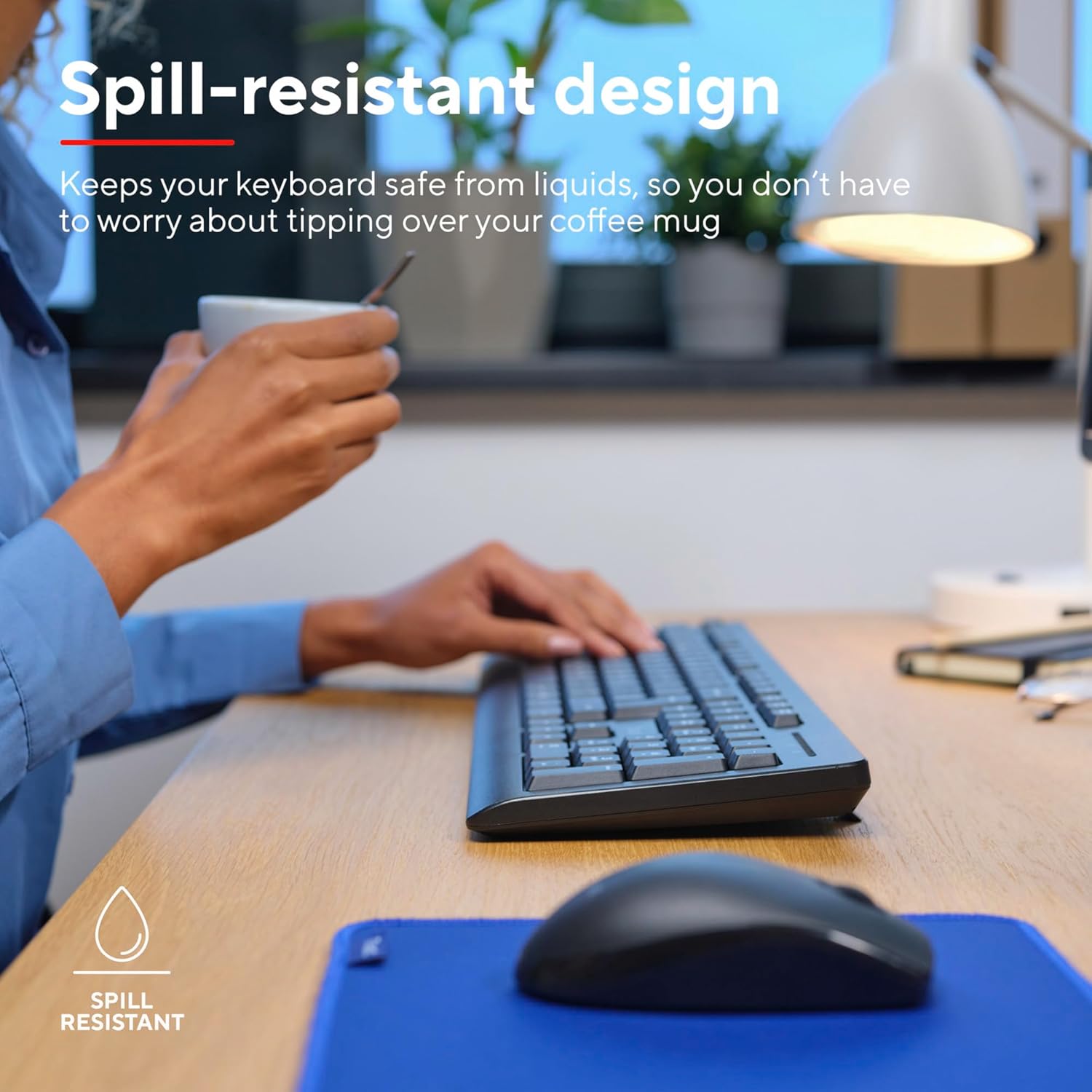 Trust Primo Wireless Keyboard and Mouse Set QWERTY UK Layout, Low Profile Keys, Spill-Resistant, One USB Receiver, Ambidextrous Wireless Mouse, Home Office Combo for PC Laptop