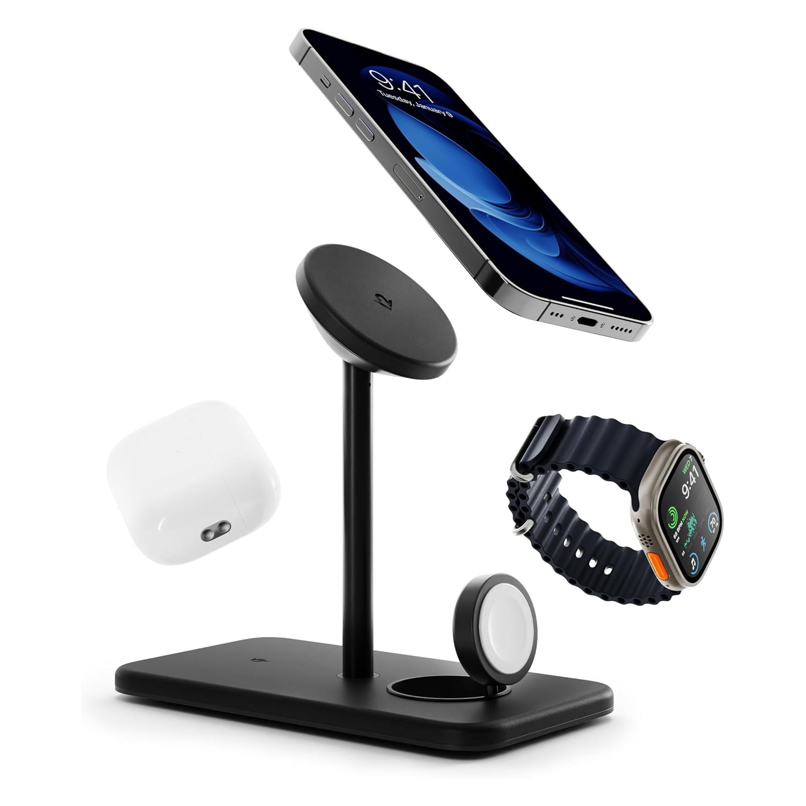 Twelve South HiRise 3 Deluxe Luxury 3 in 1 Qi2 Wireless Magsafe Charging Stand