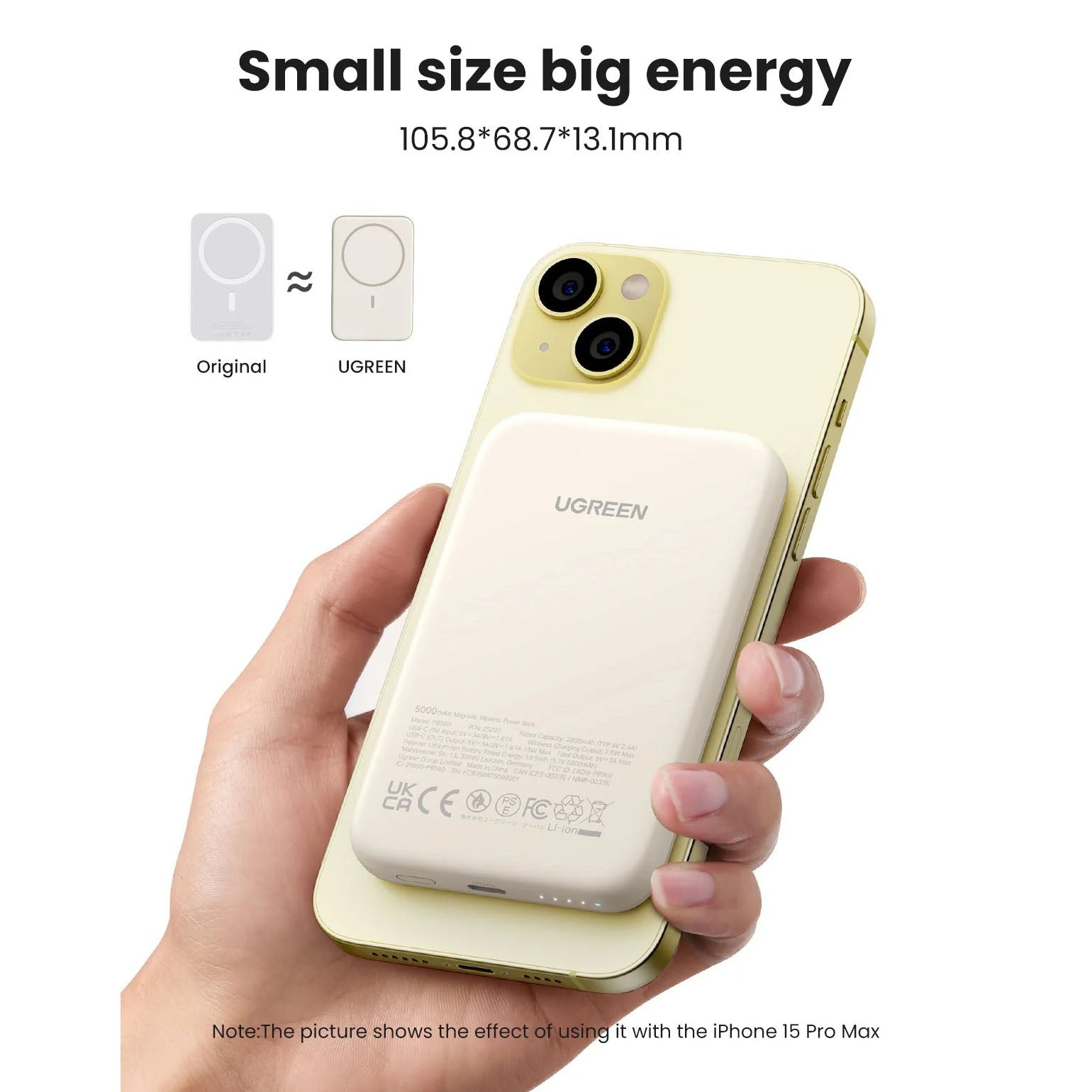 UGREEN Wireless Magnetic Mag-safe Power Bank 5000mAh PD Fast Charging USB-C Port