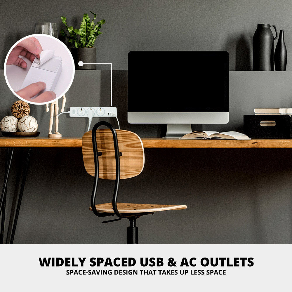 URbantin 3 Way Outlets Extension Lead with 3 USB Slots, Power Extension Socket
