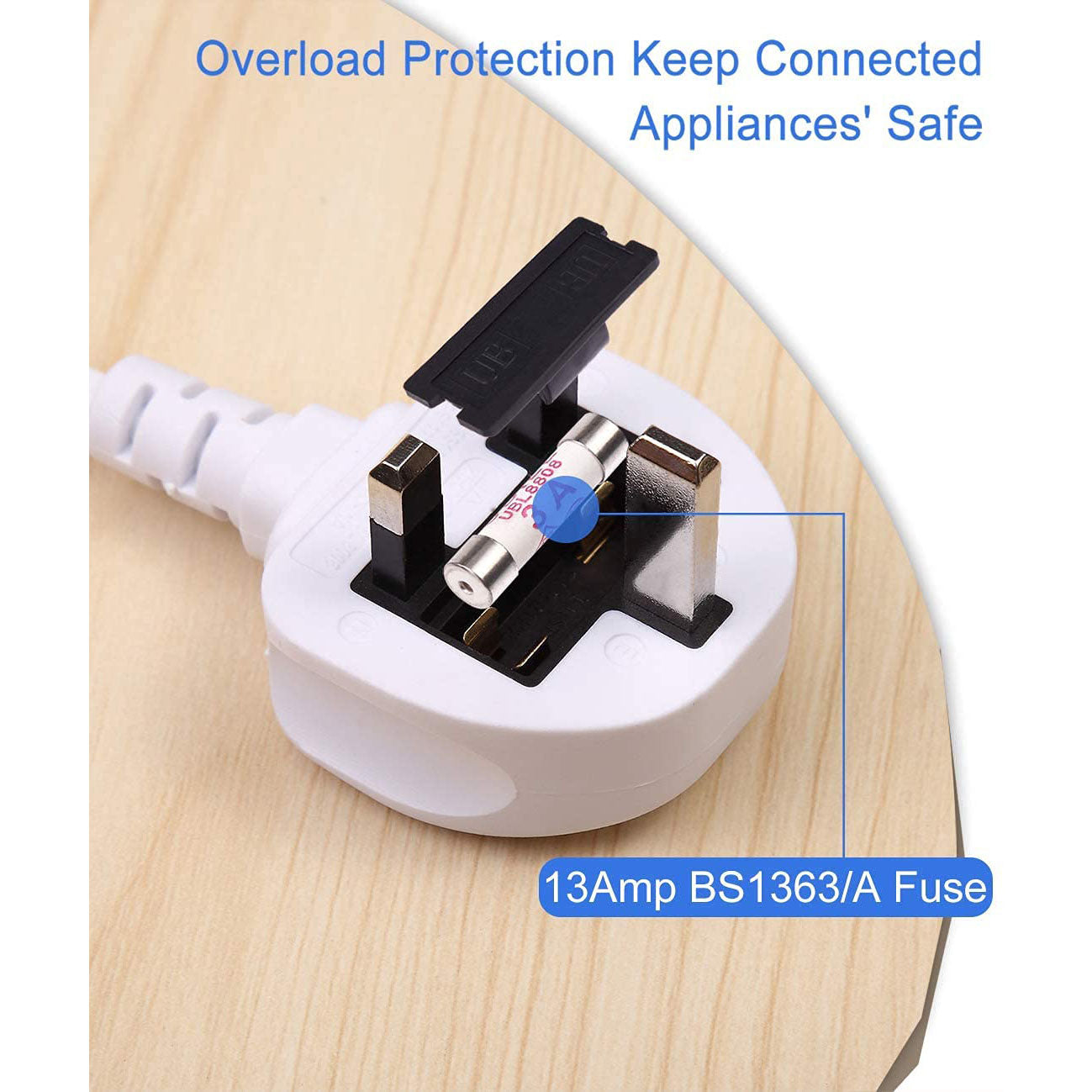 URbantin 3 Way Outlets Extension Lead with 3 USB Slots, Power Extension Socket