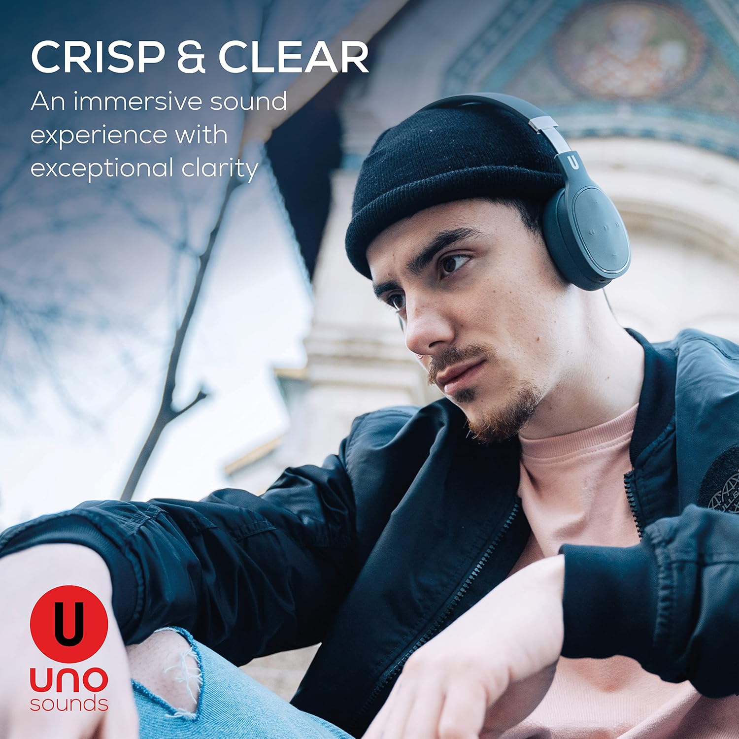 UnoSounds Bass Blast Wireless Over Ear Bluetooth Headphones, Noise Reducing, Comfortable Design, Built in Mic and Wired Mode for Mobile, PC & TV, includes 3.5mm Aux Cable and USB Charger (White)