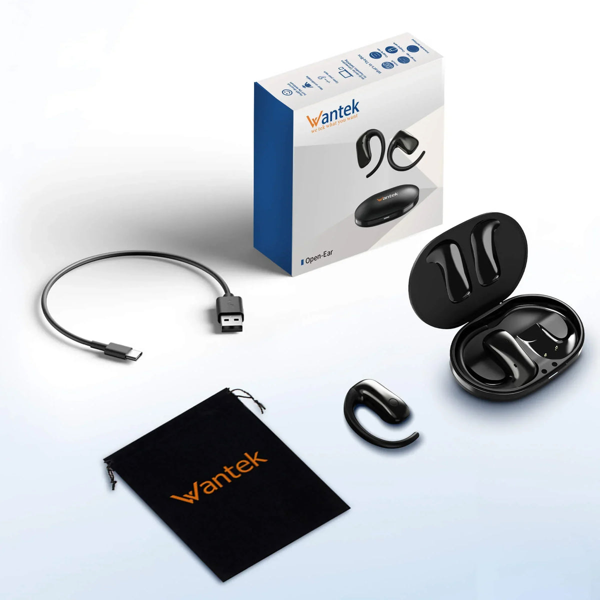 Wantek Open-ear Headphone with Ear-hook Bluetooth 3D Sound TWS Wireless Earbuds - OBT030