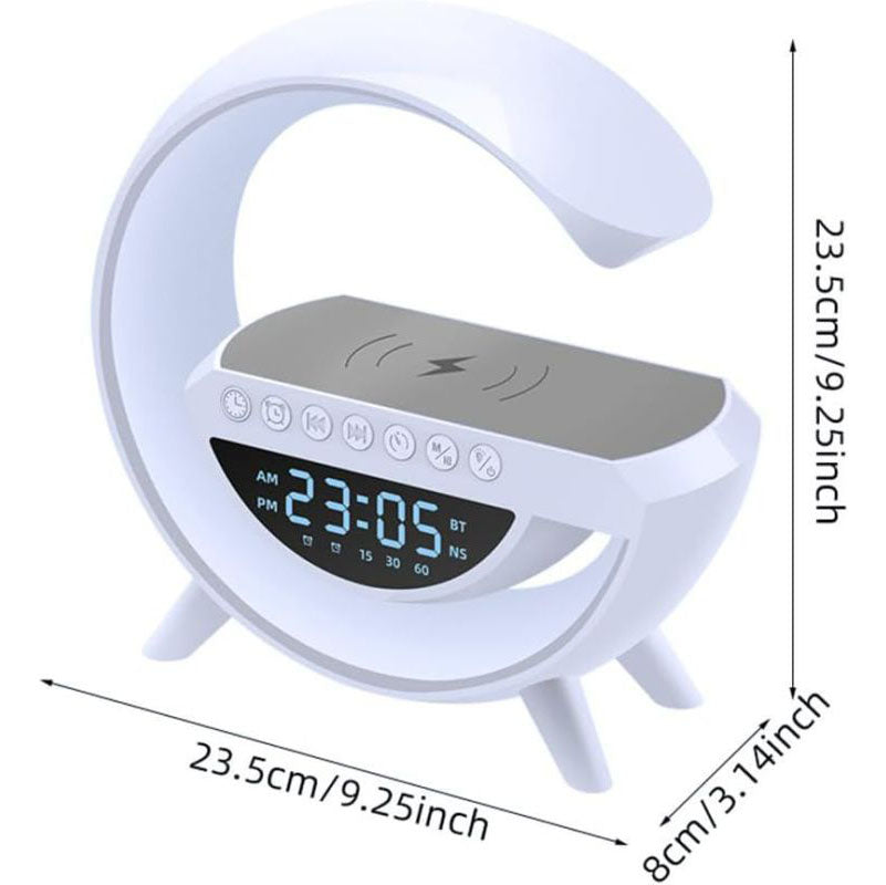 Wireless Speaker Charger, G Shaped LED Wireless Table Speaker Atmosphere Night Light Wireless Charger Led Alarm Clock Dimmable Ambient Light LED Wireless Charging Speaker for Office Bedroom (UK Import)