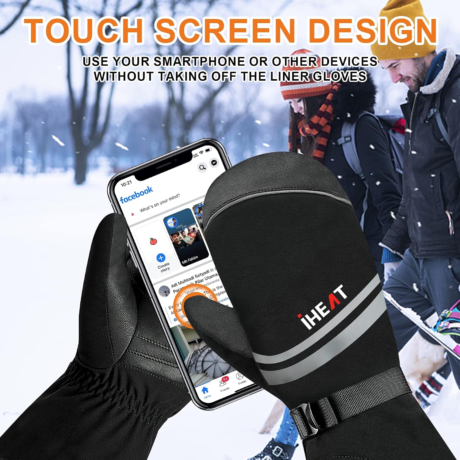 iHEAT Heated Mittens Glove for Men Women, Heated Gloves 7.4V Electric Rechargeable Battery Gloves (M)