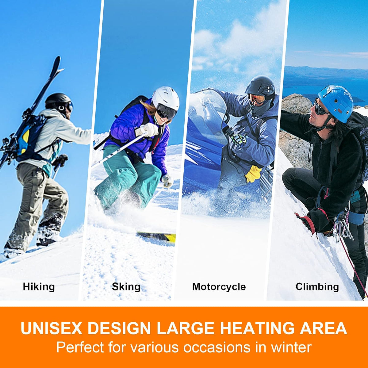 iHEAT Heated Mittens Glove for Men Women, Heated Gloves 7.4V Electric Rechargeable Battery Gloves (M)