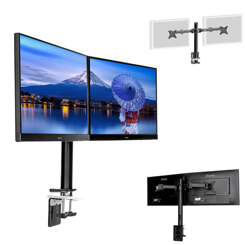 iiyama DS1002C-B1 Dual Screen Desk Mounting Arm - Black