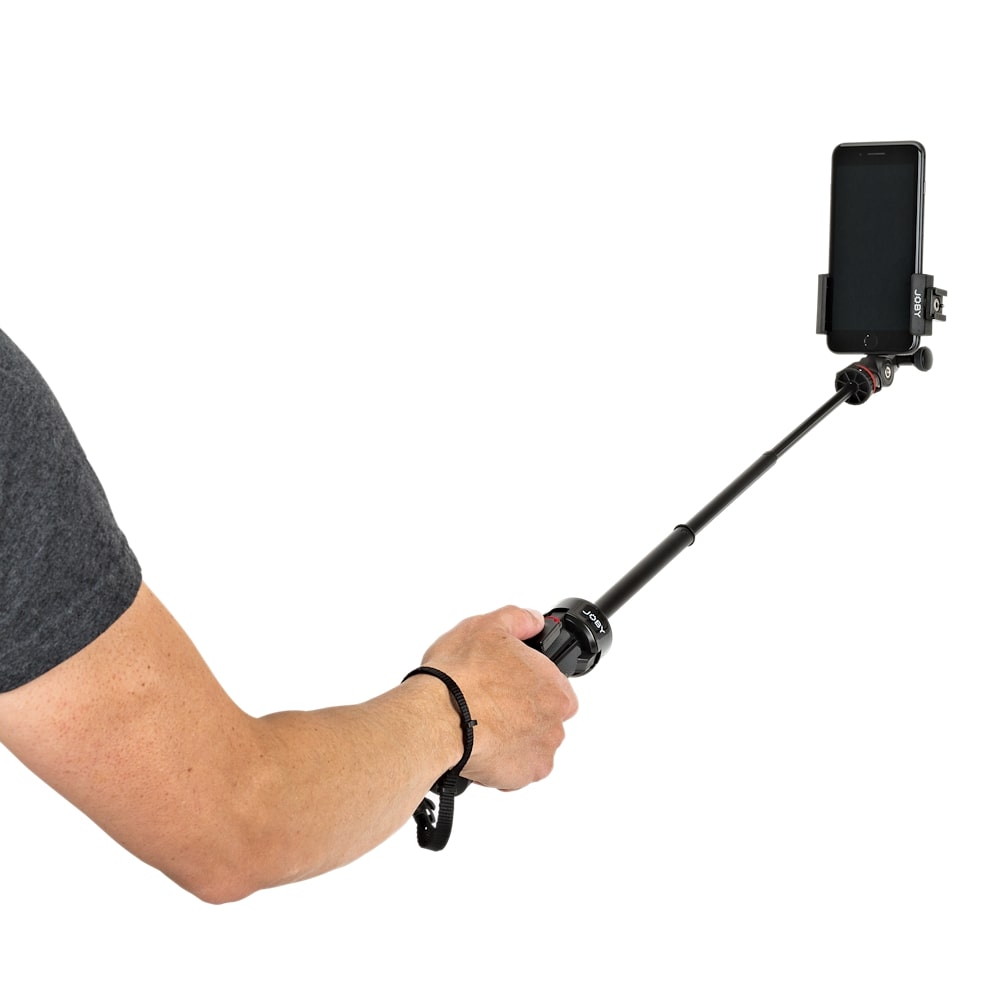 Joby GripTight Pro TelePod JB01534-BWW, Tripod for Smartphones/Action Camera/Camera, Bluetooth Remote, Monopod, Selfie Stick, Vlogging Tripod with Ballhead/Clamp, 1kg Load, 1/4” attach, 360°