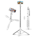 SelfieShow 71" Cell Phone Selfie Stick Tripod, Smartphone Tripod Stand with Remote, Extendable Travel Phone Selfie Stick Compatible with iP 17/16/15/14/13 Pro Max Gopro Android DJI (White)