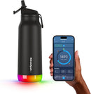HidrateSpark PRO Smart Water Bottle - Tracks Water Intake & Glows to Remind You to Stay Hydrated, Straw, 32oz/946ml, Stainless Steel (Steel)