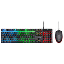 GXTrust Azor Gaming Keyboard and Mouse Set - Keyboard with QWERTY UK Layout, LED illumination, 8 Key Anti-Ghosting, 12 Multimedia Keys, 800–3000 DPI - Black