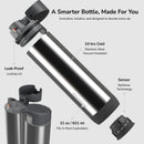 HidrateSpark PRO Smart Water Bottle - Tracks Water Intake & Glows to Remind You to Stay Hydrated, Straw, 21oz/621ml, Stainless Steel