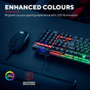 GXTrust Azor Gaming Keyboard and Mouse Set - Keyboard with QWERTY UK Layout, LED illumination, 8 Key Anti-Ghosting, 12 Multimedia Keys, 800–3000 DPI - Black