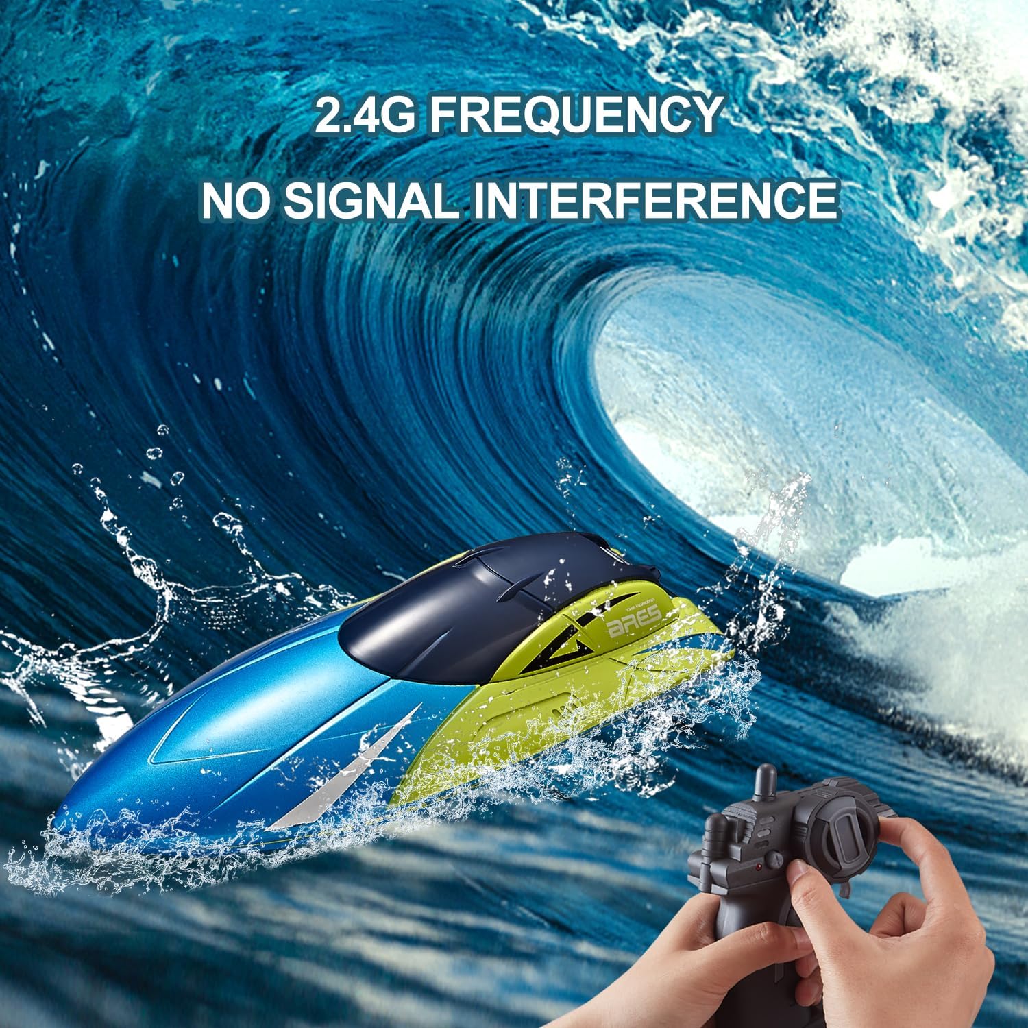 4DRC RC Boat,S4 Remote Control Boat for Kids Adults,2 Modular Batteries,20+ MPH 2.4GHz High Speed Racing Boats for Pools and Lakes