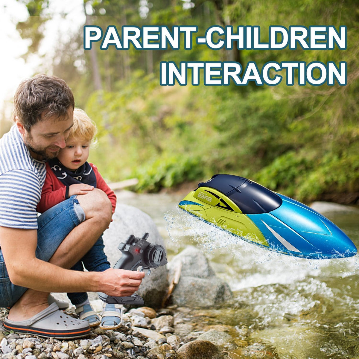 4DRC RC Boat,S4 Remote Control Boat for Kids Adults,2 Modular Batteries,20+ MPH 2.4GHz High Speed Racing Boats for Pools and Lakes