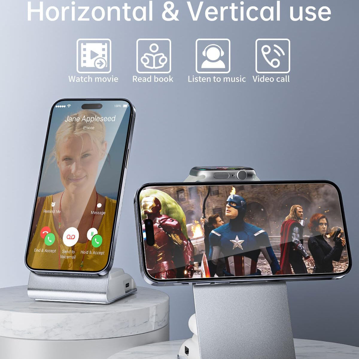 4 in 1 Wireless Charging Station for Watch Charger Compatible-Mag-Safe Charger Stand for Smartphones  (33W Adapter Included) - YFW-F142