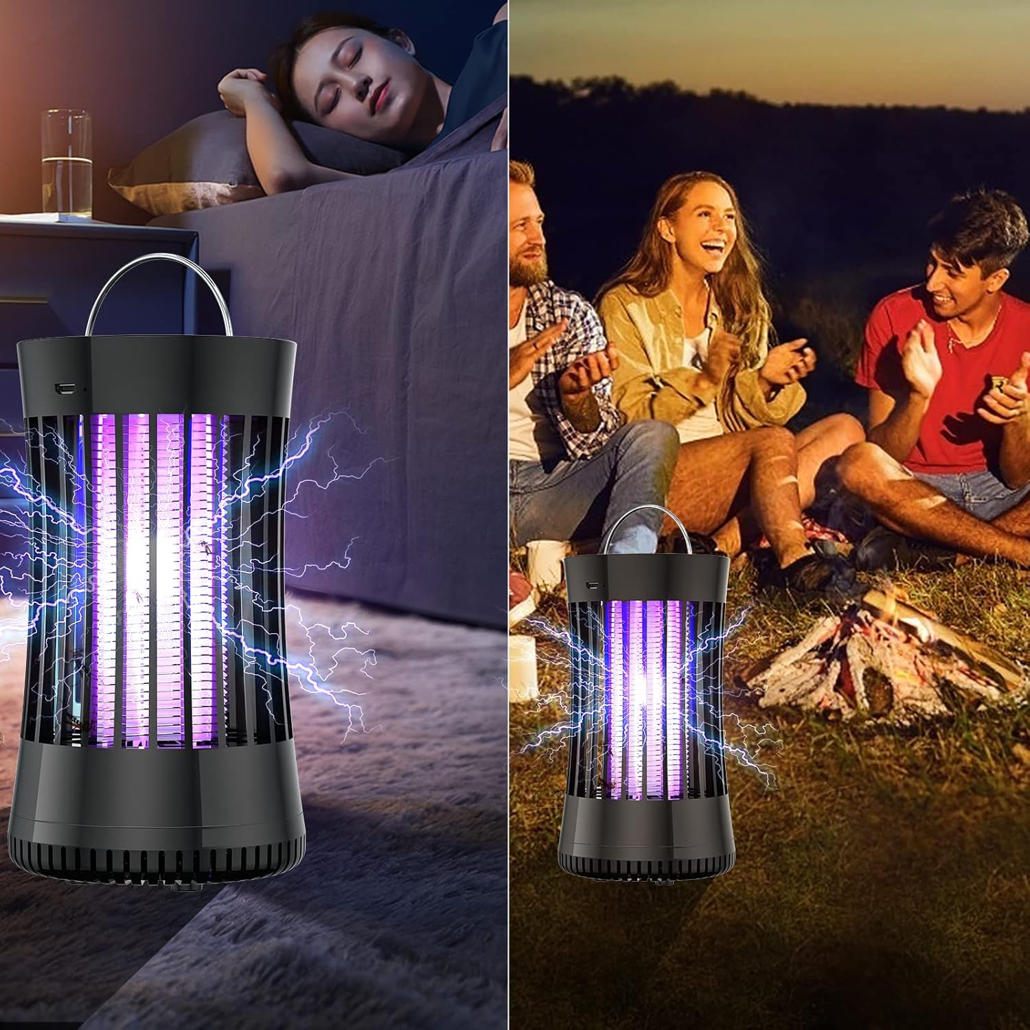 AICase Portable USB Electronic Rechargeable Mosquito Killer Lamp/Bug Zapper for Summer Trip,Outdoor Camping, Patio, Home and Garden, Trap Indoor, Moth Trap/Bug Killer/Mosquito Killer Light(Black)