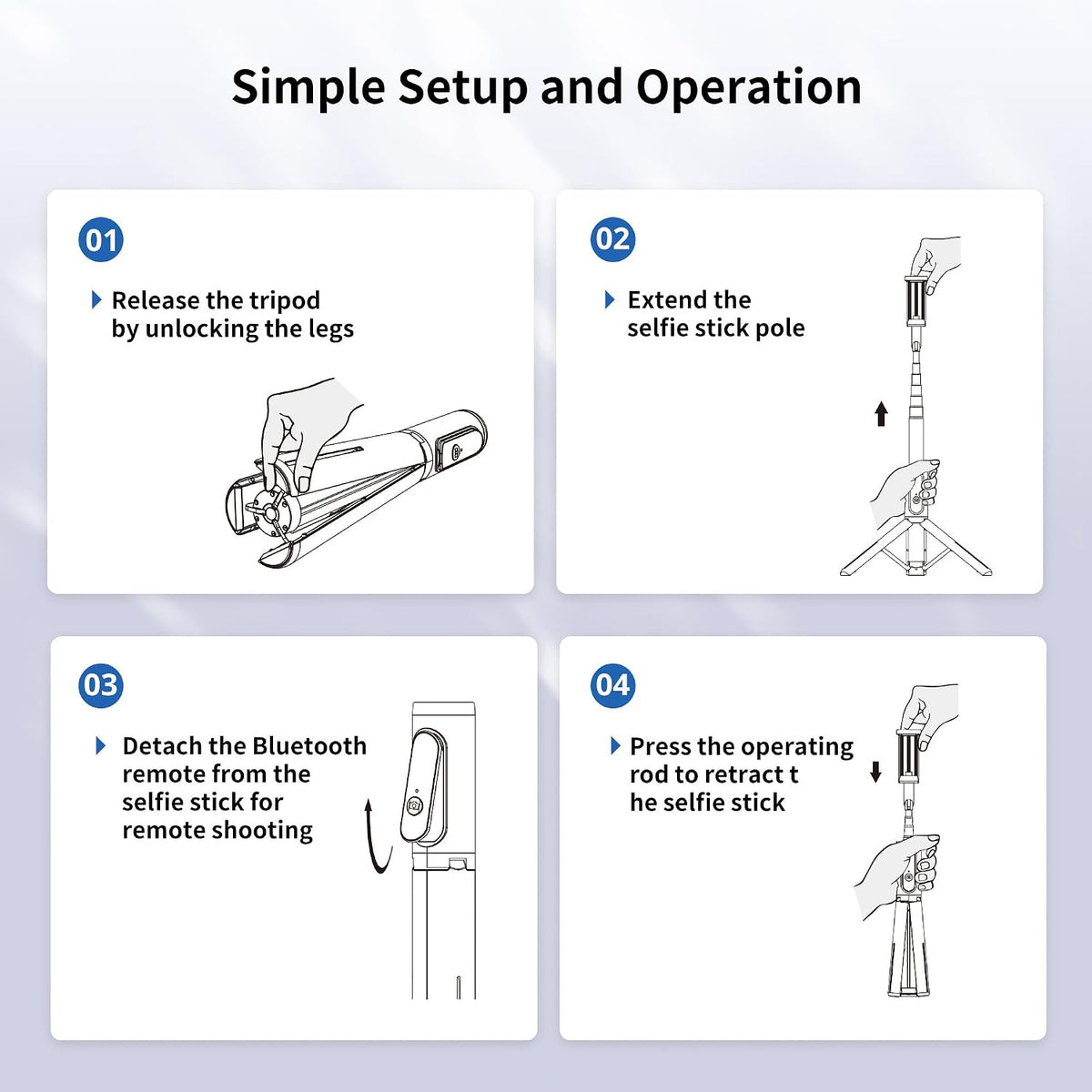 ATUMTEK 33" Selfie Stick Tripod, 3-in-1 Extendable Aluminum Phone Tripod with Detachable Bluetooth Remote, Compatible with Smartphones