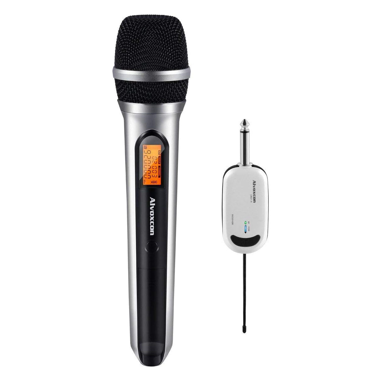 Alvoxcon Wireless Microphone System, UHF Dynamic Handheld mic compatible for Computer, Karaoke,On Stage,Live Events(1/4 inch plug mini receiver)