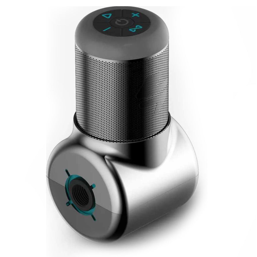 Ampere Shower Power Pro - Hydropower Bluetooth Shower Speaker, Waterproof Detachable Portable, Rechargeable Mini Speaker with LED Lights (Chrome)