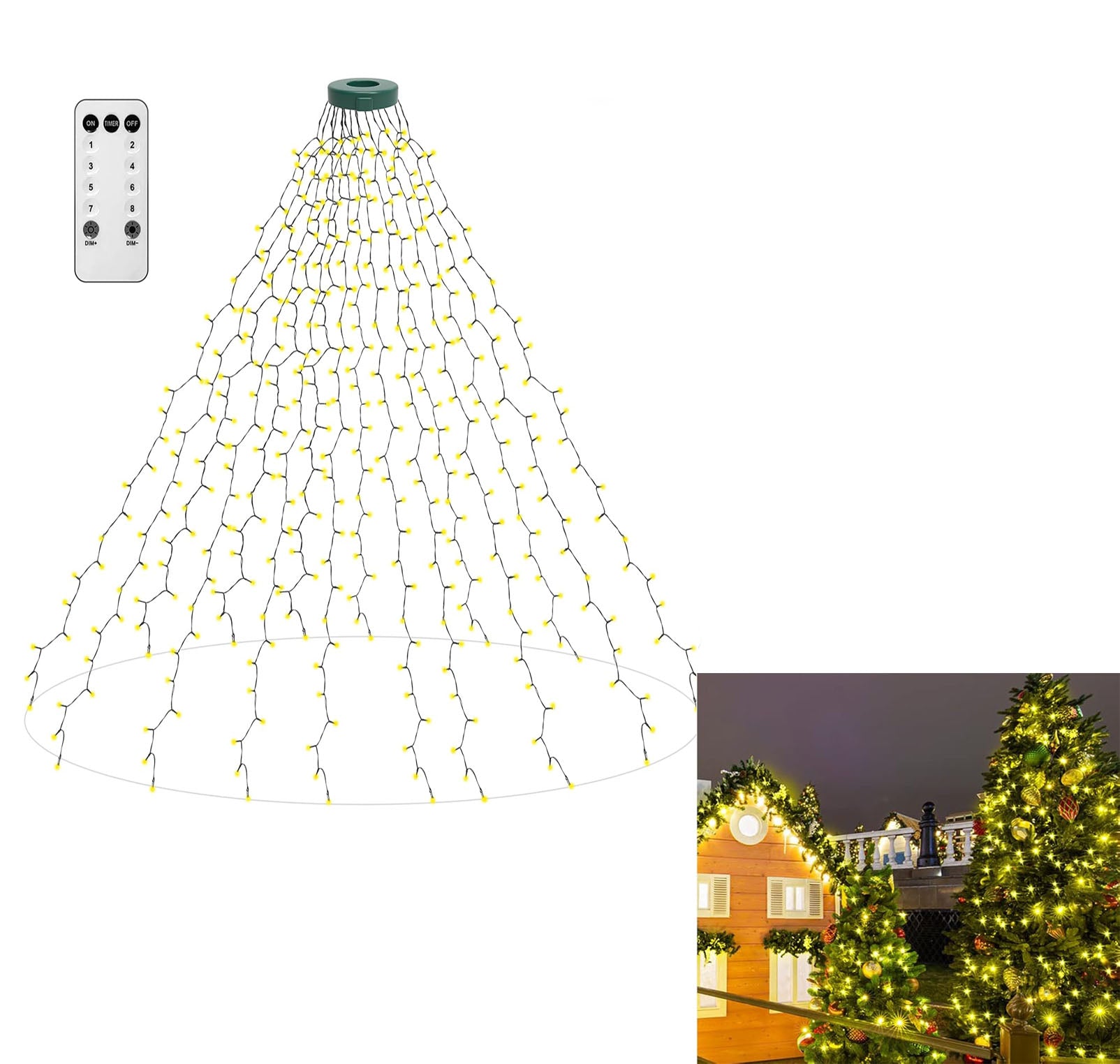 Aneeway 400 LED Christmas Tree Lights, 6.6FT x 16 String, Warm White, Indoor/Outdoor, LED, Remote Control, Memory & Timing Function