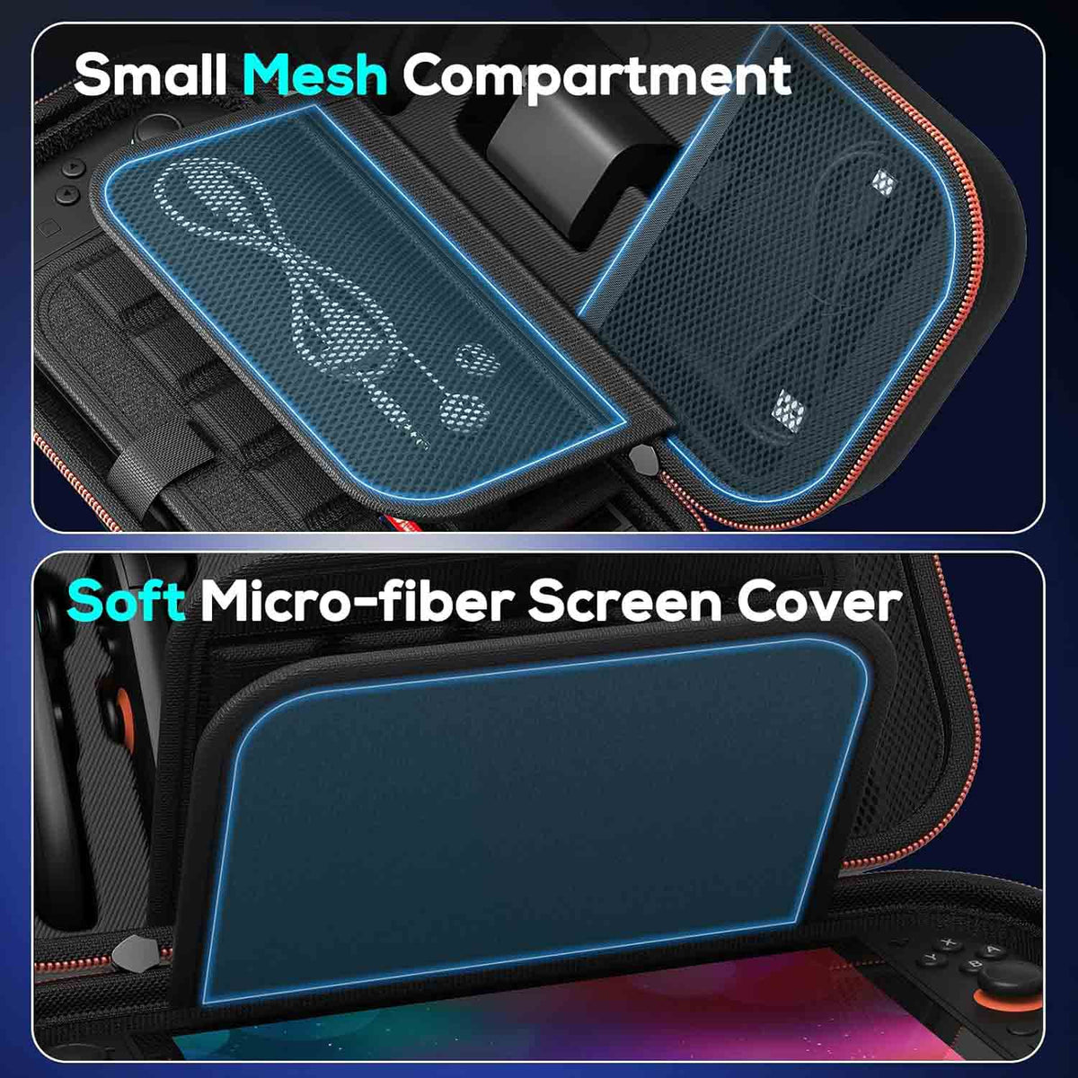 Auarte [Charge inside Carrying Case for Switch 2/OLED/Switch 1-Carbon Black