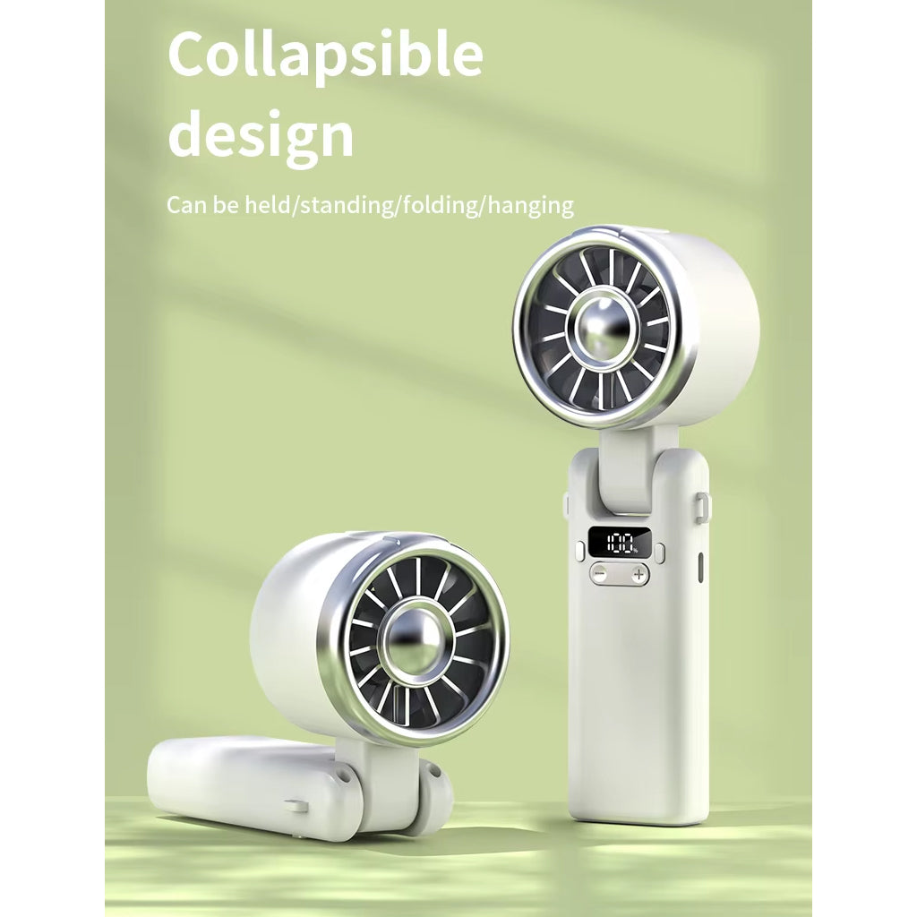 BOLUNDI Mini Air Conditioner Fan Rechargeable Portable Foldable Cooling Fan, USB High Speed Handheld Fan, 100 Speed Display, Portable AC Cooler Fan for Room Office Travel Outdoor LK-99