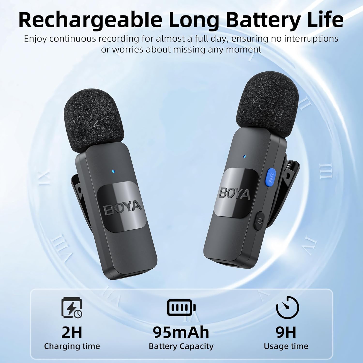 BOYA BY-V1 Wireless Microphone | 328ft Range | 9H Battery Life | Noise Reduction | Clip-On Mini Lavalier Mic with Certified Connector for Video Recording & Live Streaming