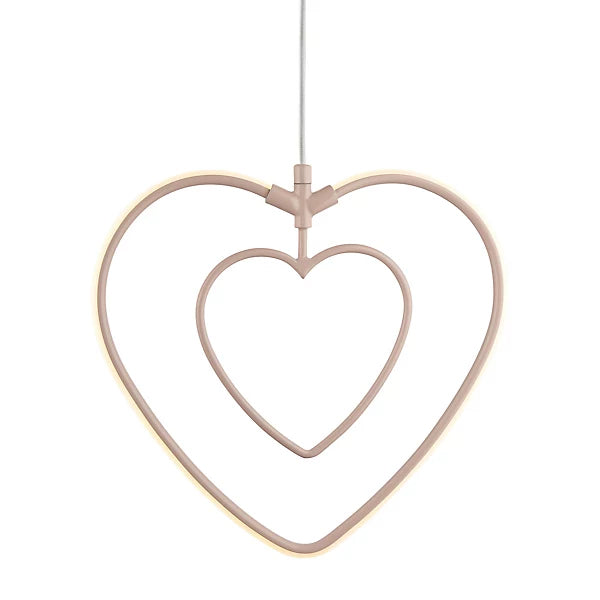 B&Q Love Heart LED Pendant Ceiling Light  Matt Pink