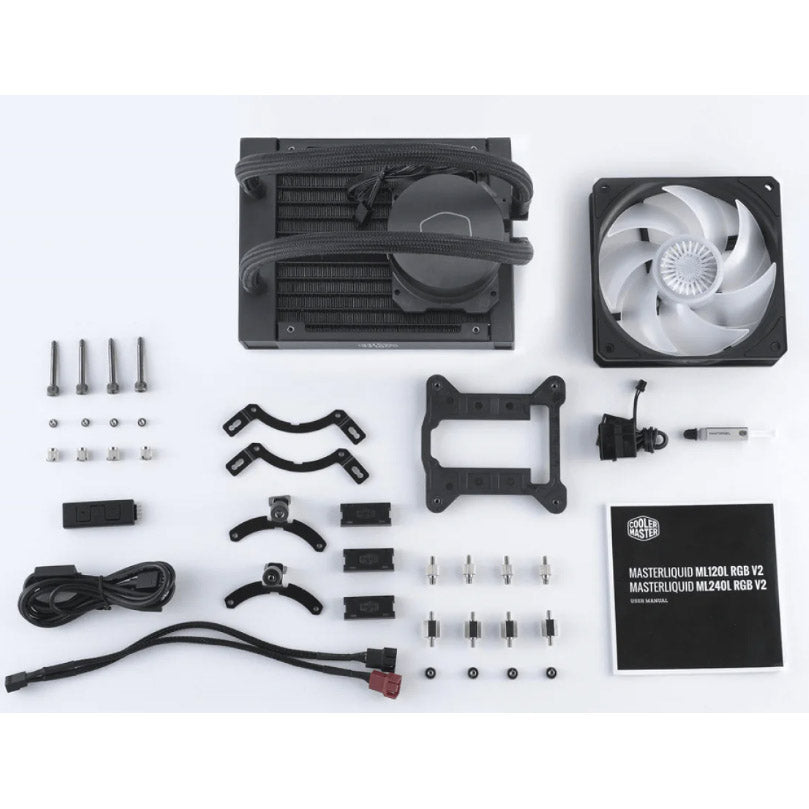 Cooler Master MasterLiquid ML120L V2 RGB CPU Liquid Cooler - Brighter Lighting Effects, 3rd Gen. Pump, Superior Radiator and Advanced 120 mm SickleFlow Fan