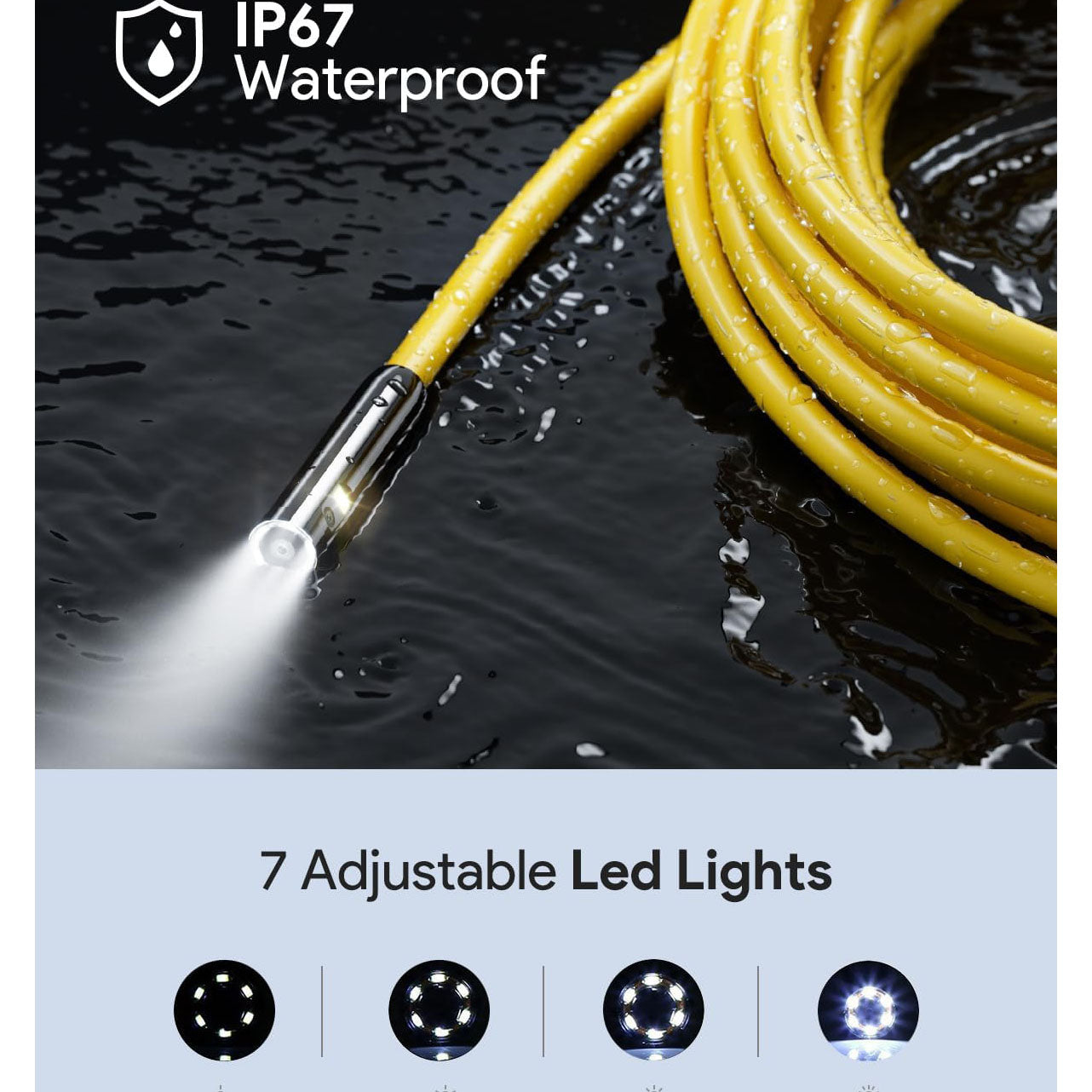 DEPSTECH Dual Lens Wireless Endoscope, 1080P Scope Camera with 7 LED Lights, 0.31In Lens Video HD Inspection Camera, Zoom Waterproof Borescope Semi-Rigid Cable for Android & iOS Phone or Tablet-16.5FT