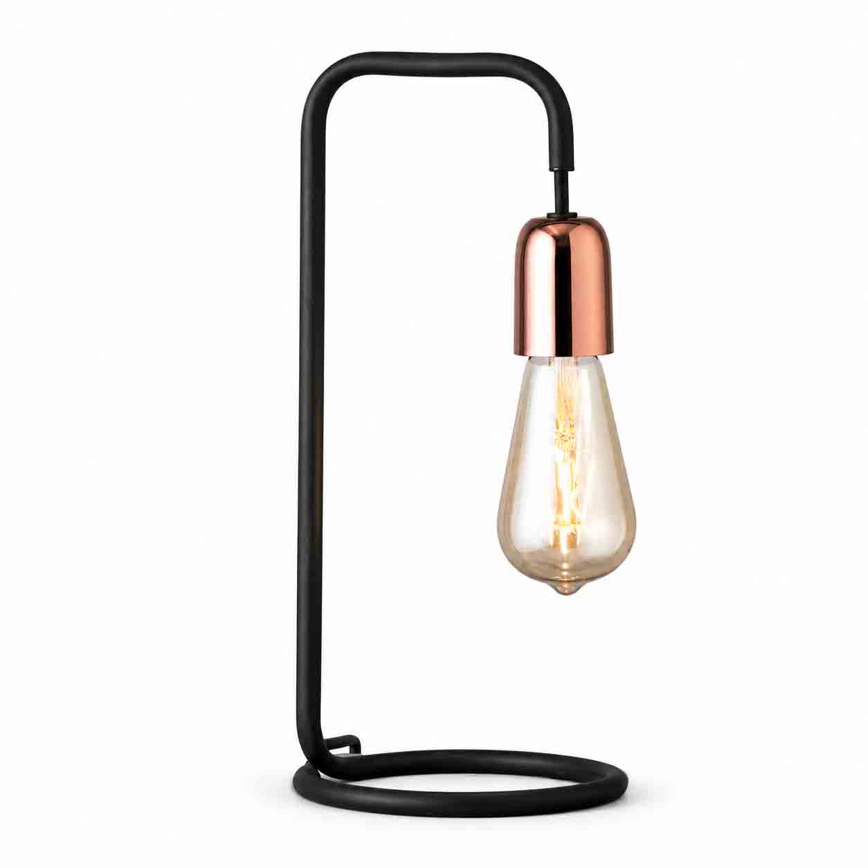 Detroit Style Matt Black Copper Table Lamp