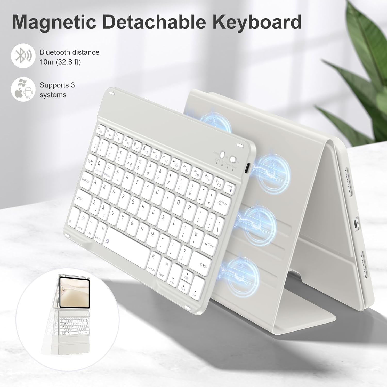 Drivego Detachable Bluetooth Keyboard Cover for iPad A16 11th/10th Genration (2025/2022 11/10.9 Inch)