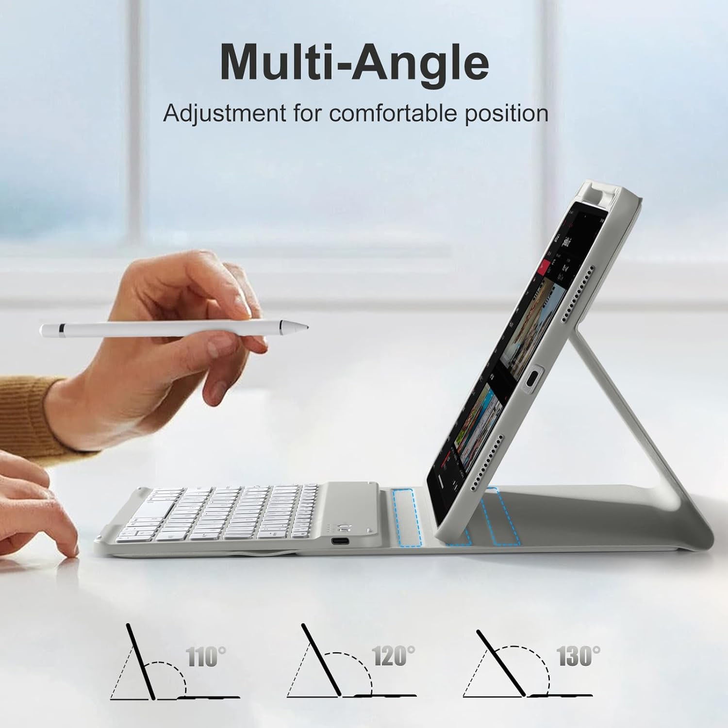 Drivego Detachable Bluetooth Keyboard Cover for iPad A16 11th/10th Genration (2025/2022 11/10.9 Inch)