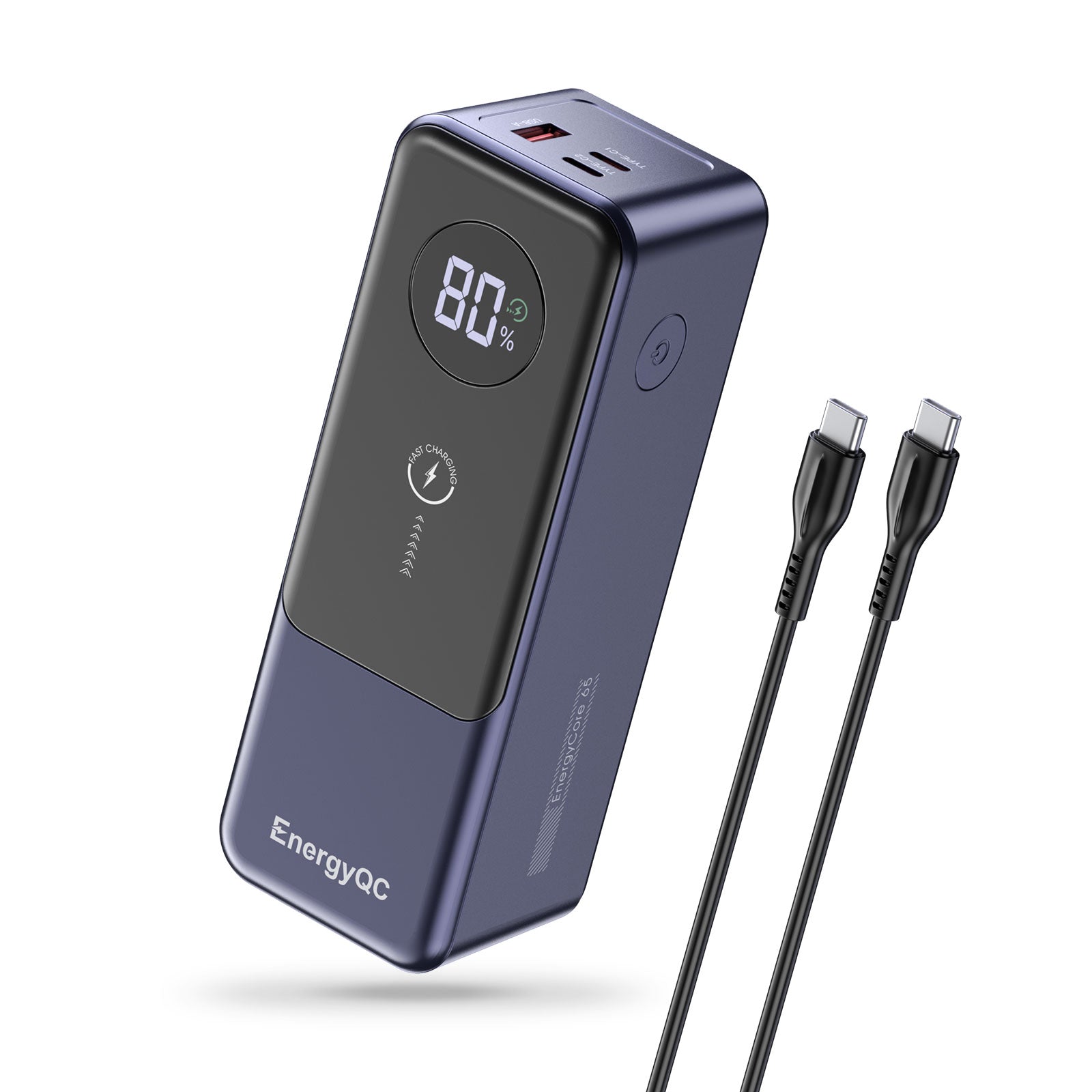EnergyQC Fast Charging Power Bank,24000mah 65W Digital Display Portable Battery Charger, USB C,Laptop Powerbank with 3 Ports,Charging bank Power Pack for ip, Samsung, Dell, Tablets, Mobile Phone