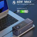 EnergyQC Fast Charging Power Bank,24000mah 65W Digital Display Portable Battery Charger, USB C,Laptop Powerbank with 3 Ports,Charging bank Power Pack for ip, Samsung, Dell, Tablets, Mobile Phone
