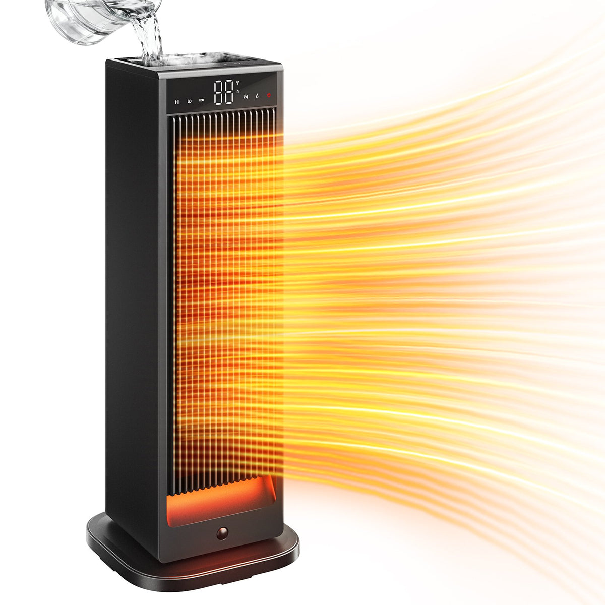 Feenao Space Heater with Humidifiers, 2000W PTC Electric Heater with Thermostat for Indoor, ECO Mode, Portable Heater with Remote, 75° Oscillation, LED Digital Display, 12H Timer, Bedroom, Office
