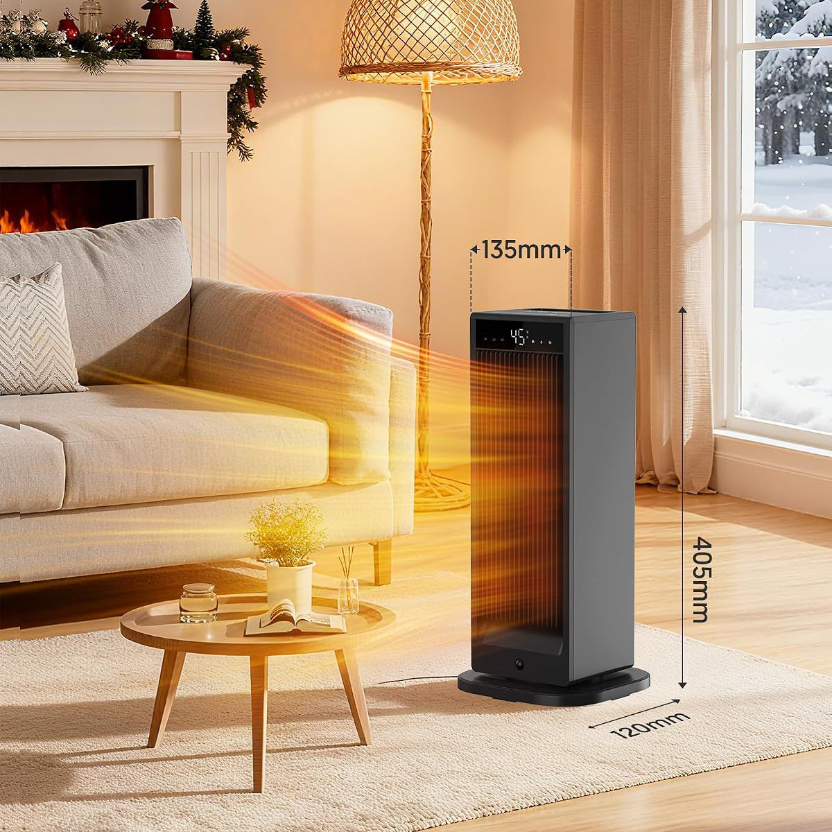 Feenao Space Heater with Humidifiers, 2000W PTC Electric Heater with Thermostat for Indoor, ECO Mode, Portable Heater with Remote, 75° Oscillation, LED Digital Display, 12H Timer, Bedroom, Office