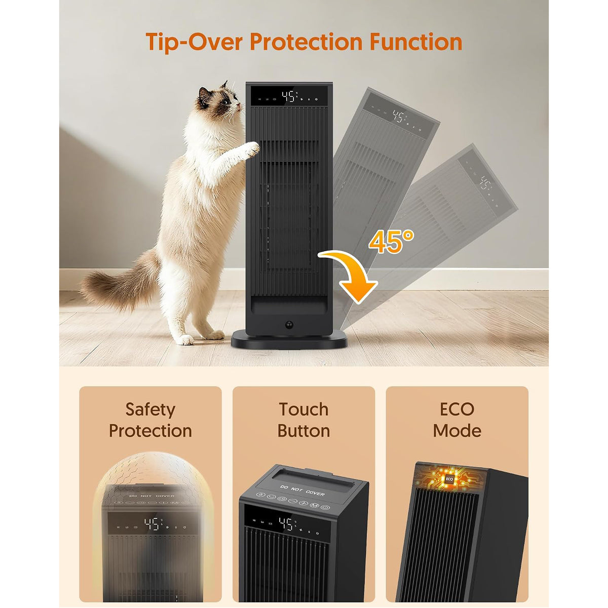 Feenao Space Heater with Humidifiers, 2000W PTC Electric Heater with Thermostat for Indoor, ECO Mode, Portable Heater with Remote, 75° Oscillation, LED Digital Display, 12H Timer, Bedroom, Office
