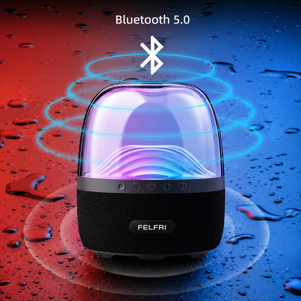 Felfri Portable Bluetooth speaker Three Color LED Auto changing TWS stereo pairing night light