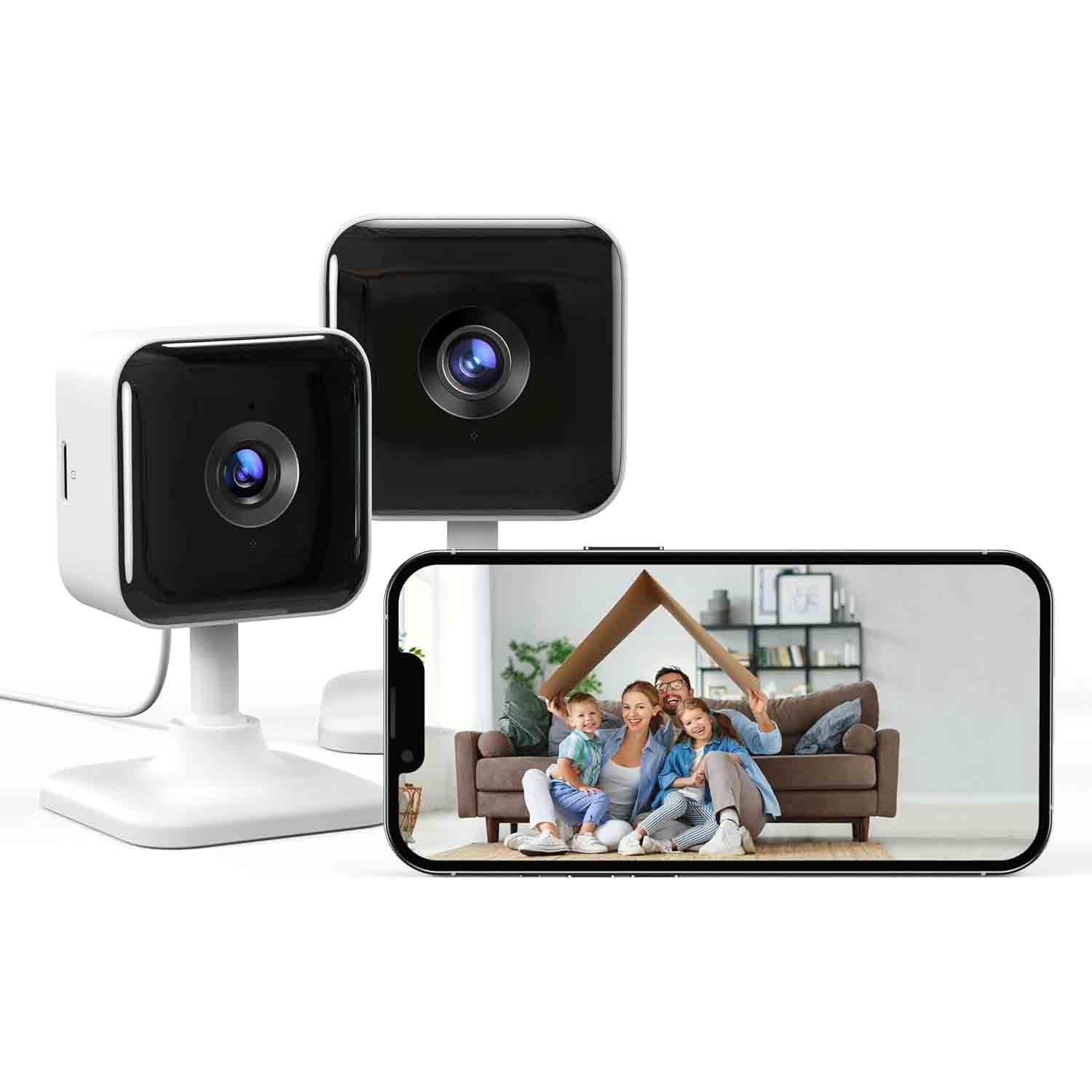 GNCC 2K Indoor Security Camera Wi-Fi Cameras Motion/Sound Detection Night Vision 2-Way Audio 2 Packs