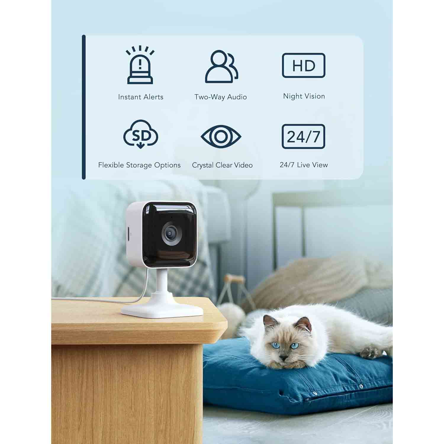 GNCC 2K Indoor Security Camera Wi-Fi Cameras Motion/Sound Detection Night Vision 2-Way Audio 2 Packs