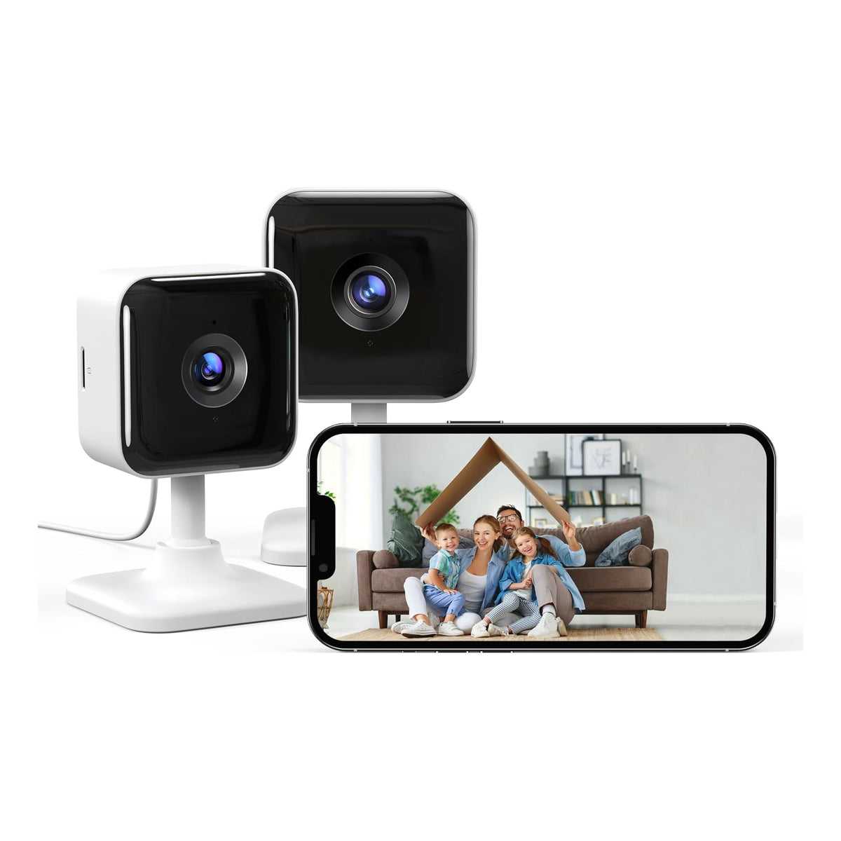 GNCC Indoor Camera 1080P Security Camera, CCTV Camera, Home Security, Home Security Camera, Motion/Sound Detection, Two-Way Audio, Night Vision, Alarm (2 Pack)