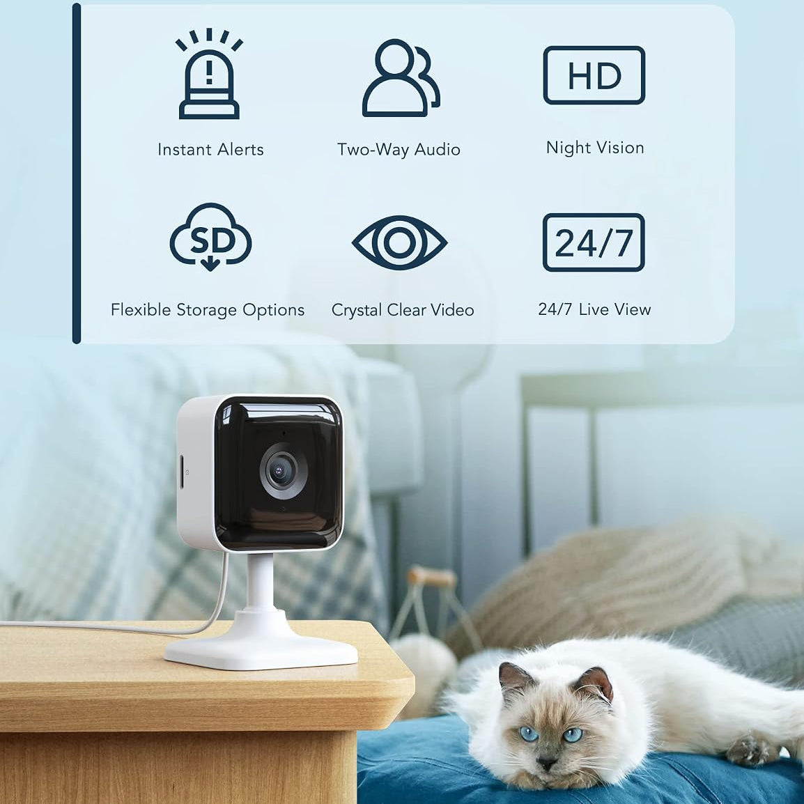 GNCC Indoor Camera 1080P Security Camera, CCTV Camera, Home Security, Home Security Camera, Motion/Sound Detection, Two-Way Audio, Night Vision, Alarm (2 Pack)