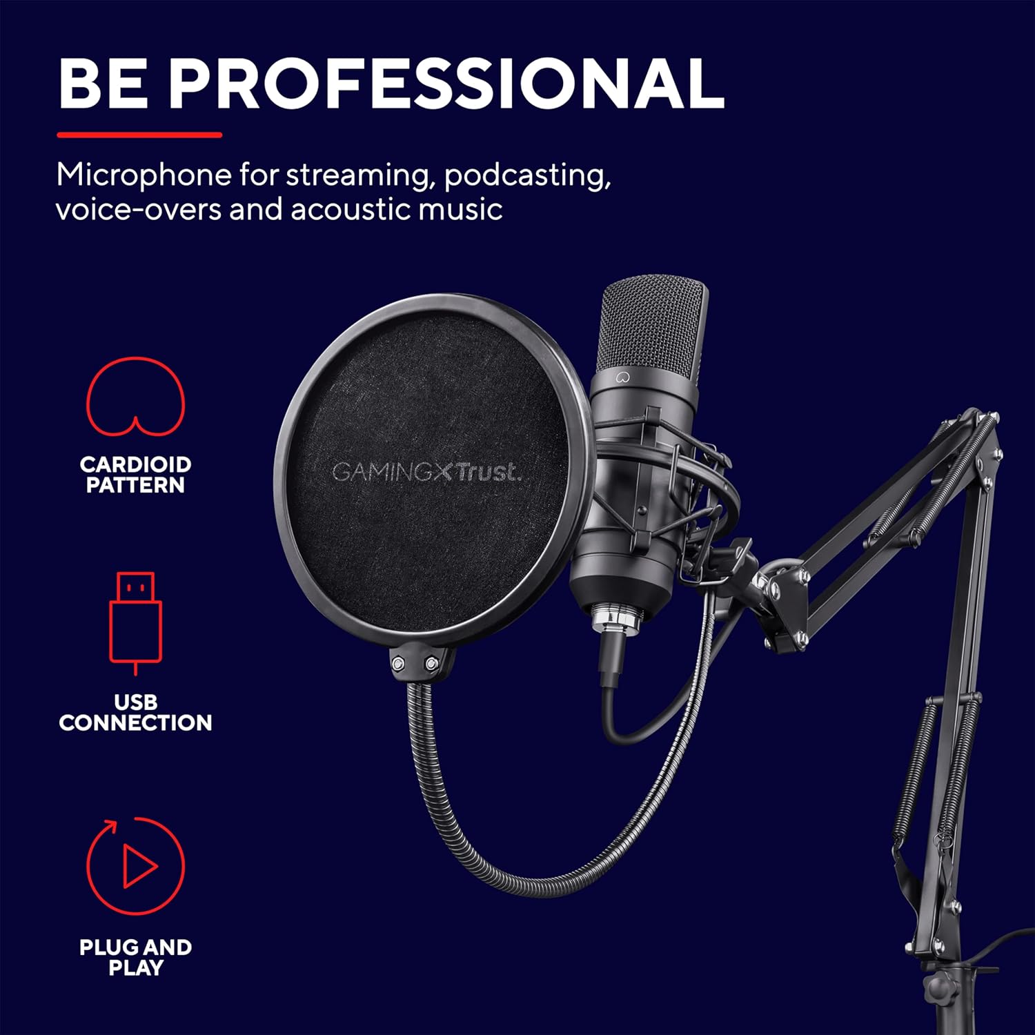 GXTrust Emita Plus Studio microphone Black