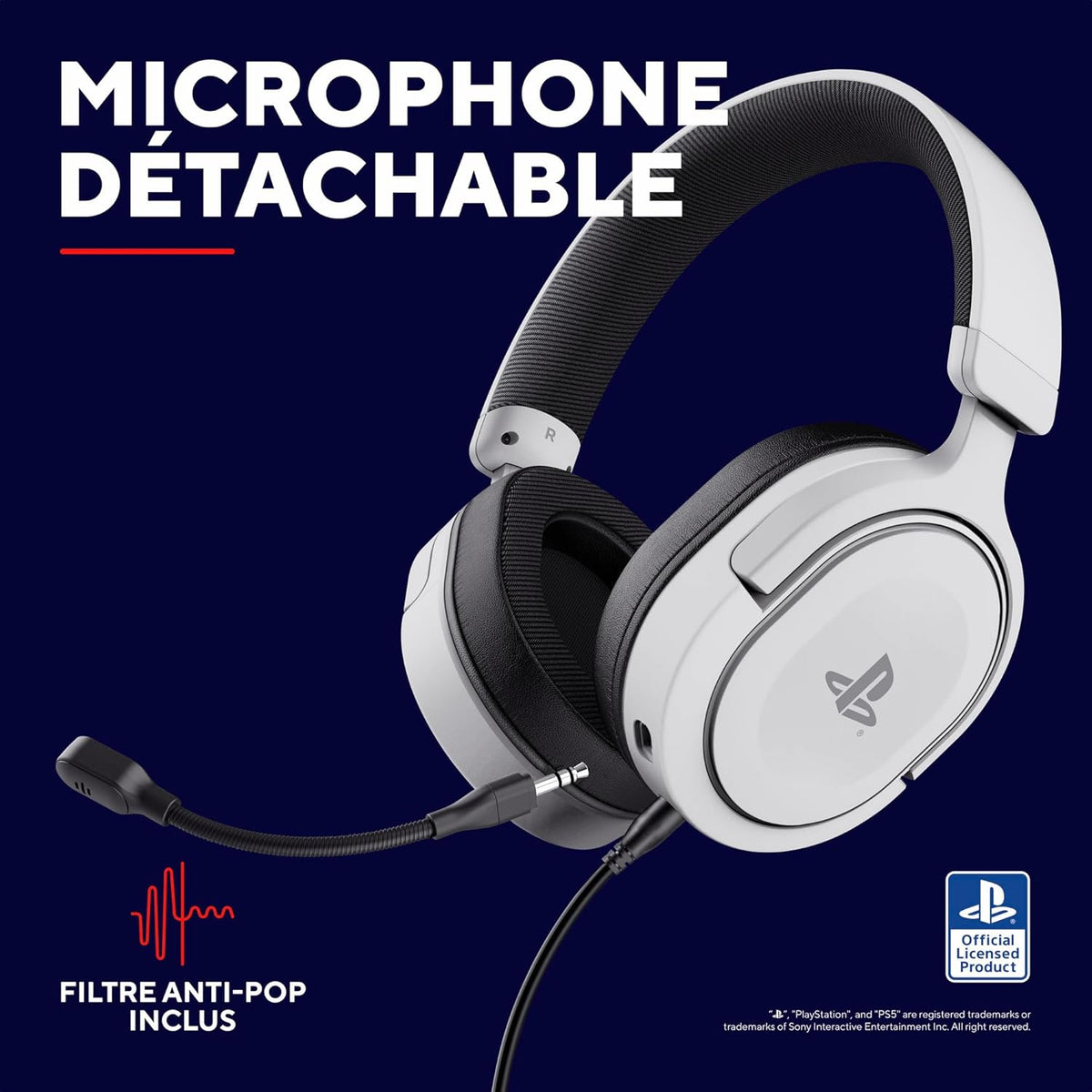 GXTrust Forta Durable PS5 Gaming Headset, Officially Licensed for Playstation 5, PS4 Gamer Headset, Adjustable Headband, 1.2 m Cable, Over Ear Gaming Headset with Detachable Microphone