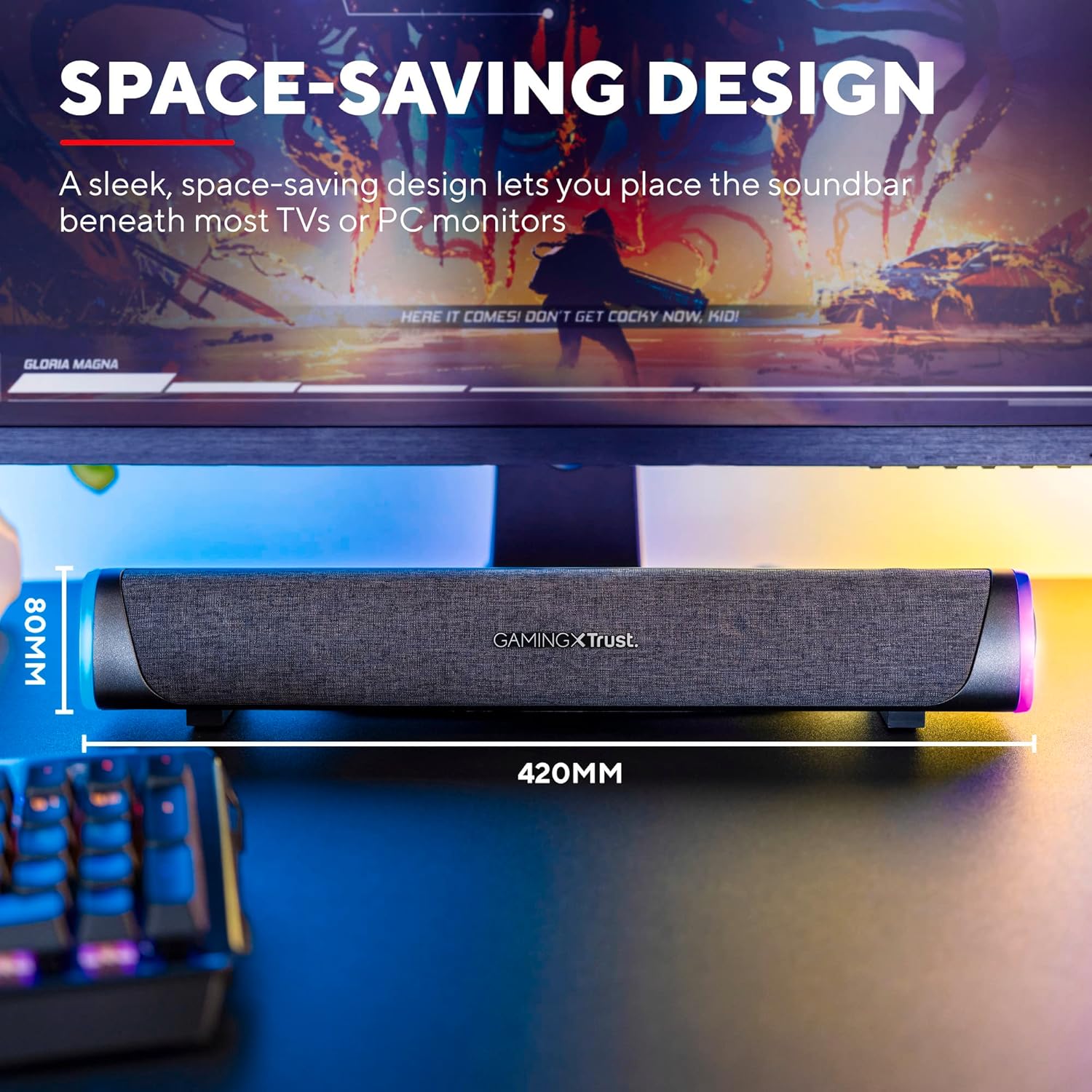 GXTrust Gaming Axon RGB Illuminated Soundbar 12W, USB Powered, 3.5mm AUX, PC Speaker for Computer, Laptop, Smartphone, Tablet, TV - Black
