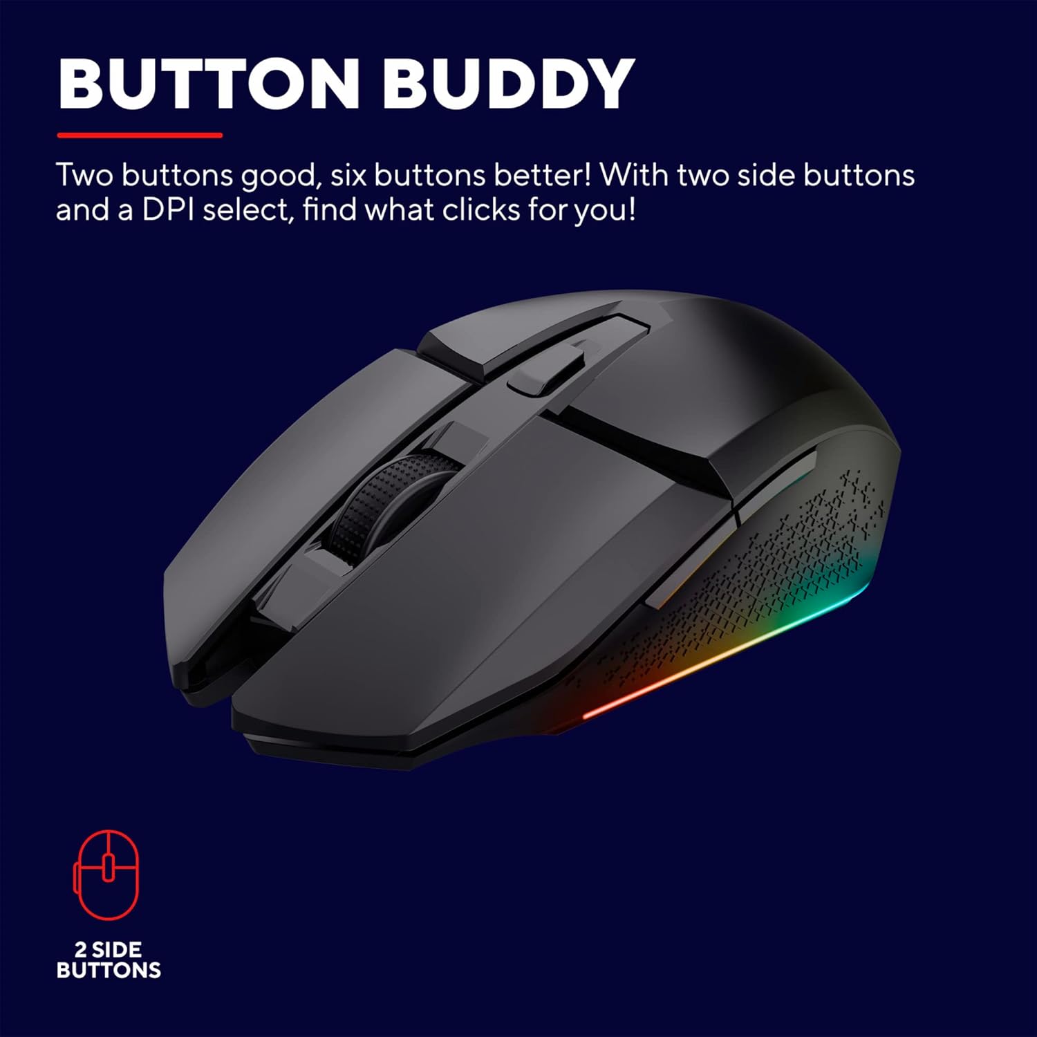 GXTrust Gaming Felox Rechargeable Wireless Gaming Mouse with Mouse Pad, 80h Playtime, 800-4800 DPI, 6 Buttons, Mouse Mat 24.5 x 21cm, RGB Computer Mouse for PC, Laptop, Windows - Black