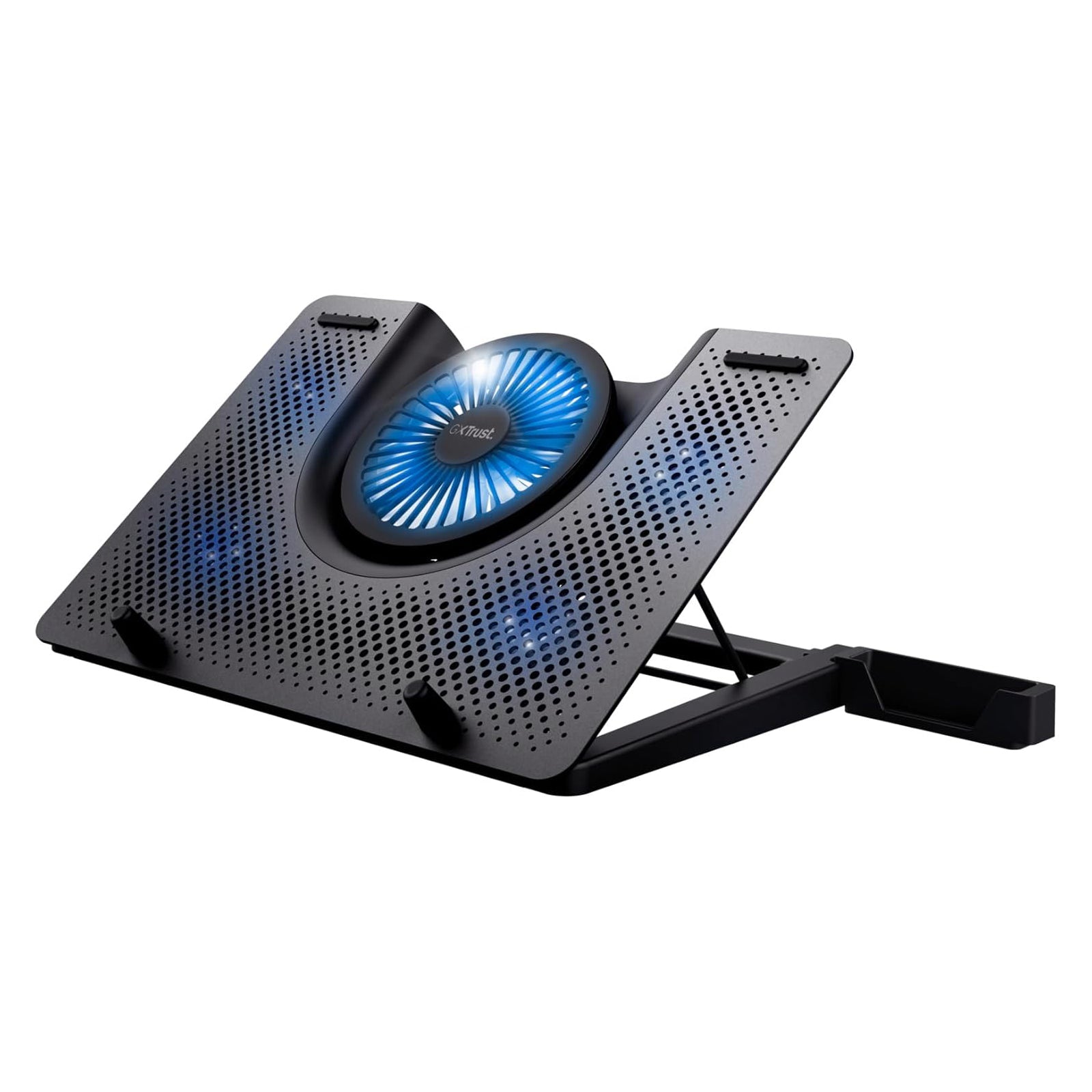 GXTrust Gaming Quno Laptop Cooling Stand - Laptops up to 17.3 inch, 5 Blue Illuminated Fans, Adjustable Angle, Computer Cooler - Black